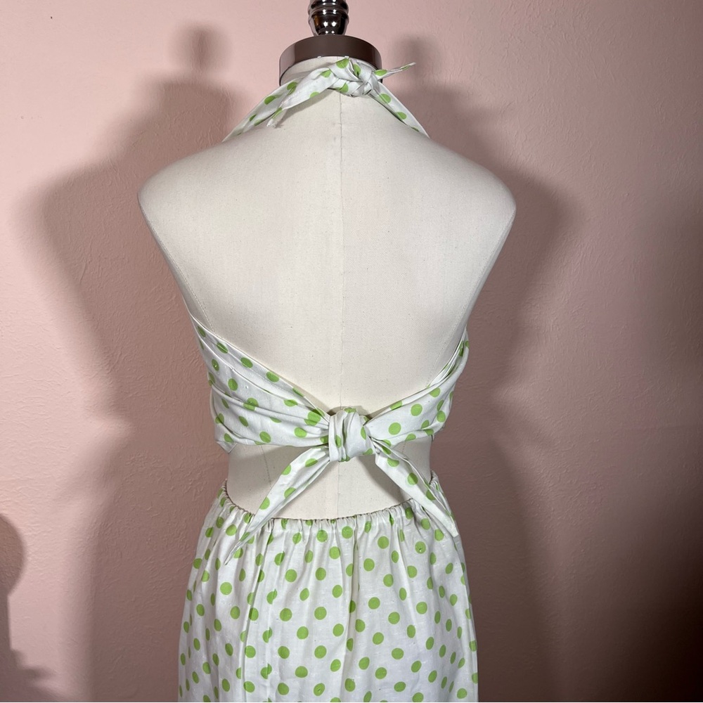 Vintage 60 70 Mod MCM Polka Dot Coquette Girl Cropped Top Maxi Skirt Set Dress - Picture 6 of 17